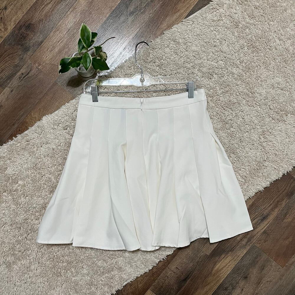 Princess Polly Size 10 Cream Pleated High Waisted Tennis Mini Skirt